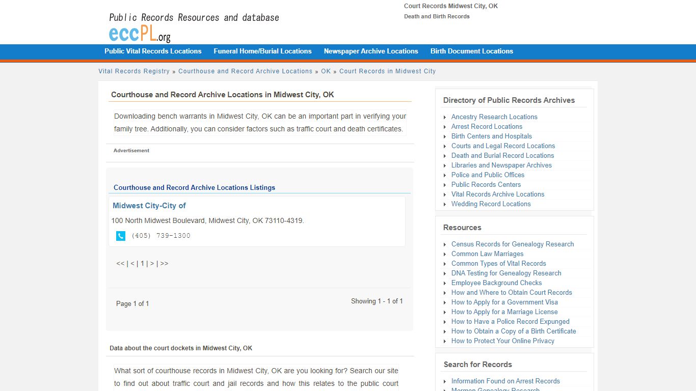 Court Records Midwest City, OK - Death and Birth Records - EccPL.org